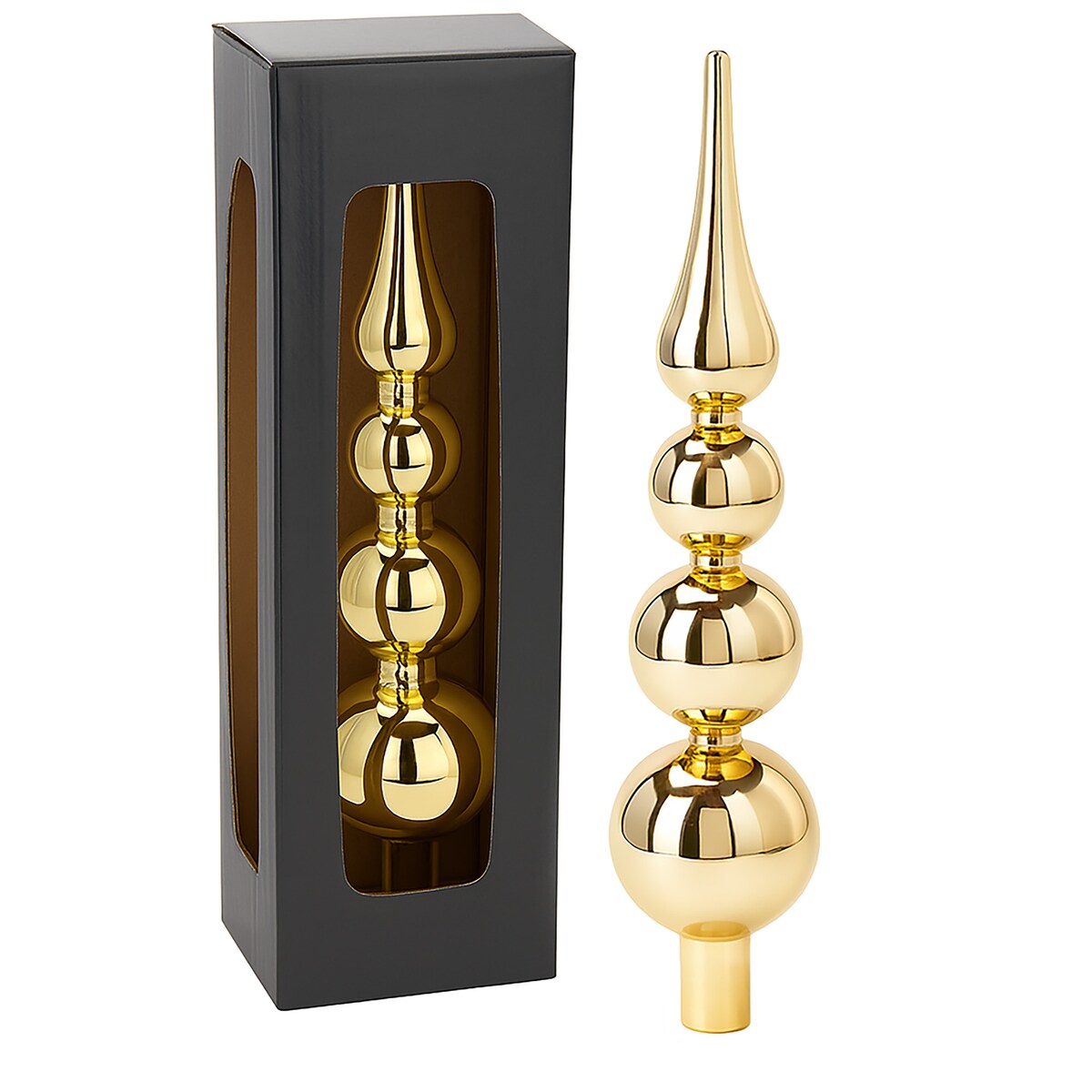 Czubek Na Choinkę Szpic Dekoracja Świąteczna Ozdobna Szklana 28 Cm Złota