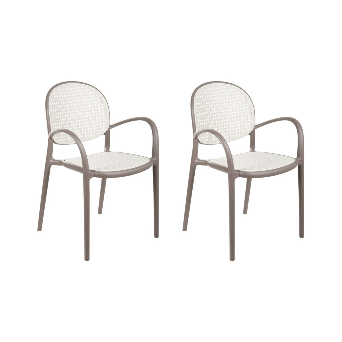 Zestaw 2 krzeseł ogrodowych POVOLETTO Materiał syntetyczny Jasnobrązowy