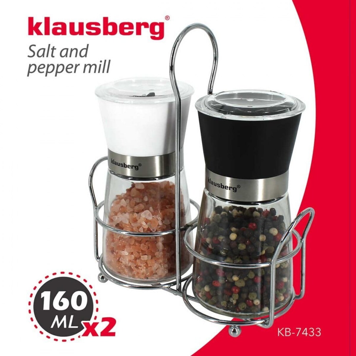 Zestaw młynków do soli i pieprzu ze stojakiem KLAUSBERG