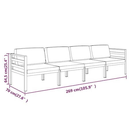 vidaXL 4-cz. zestaw mebli ogrodowych, poduszki, aluminium, antracyt