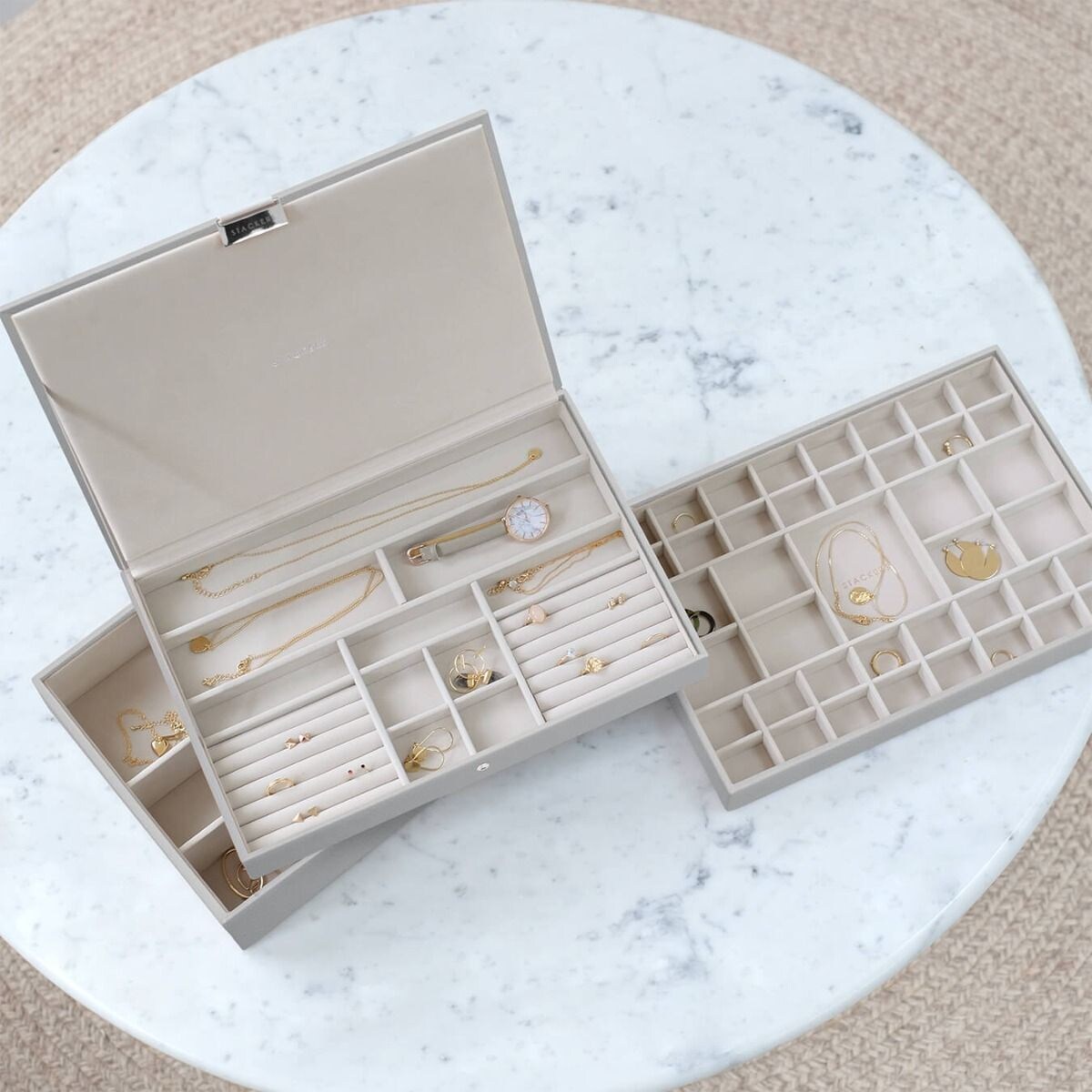 Szkatułka na biżuterię Stackers potrójna supersize kamienna szarość