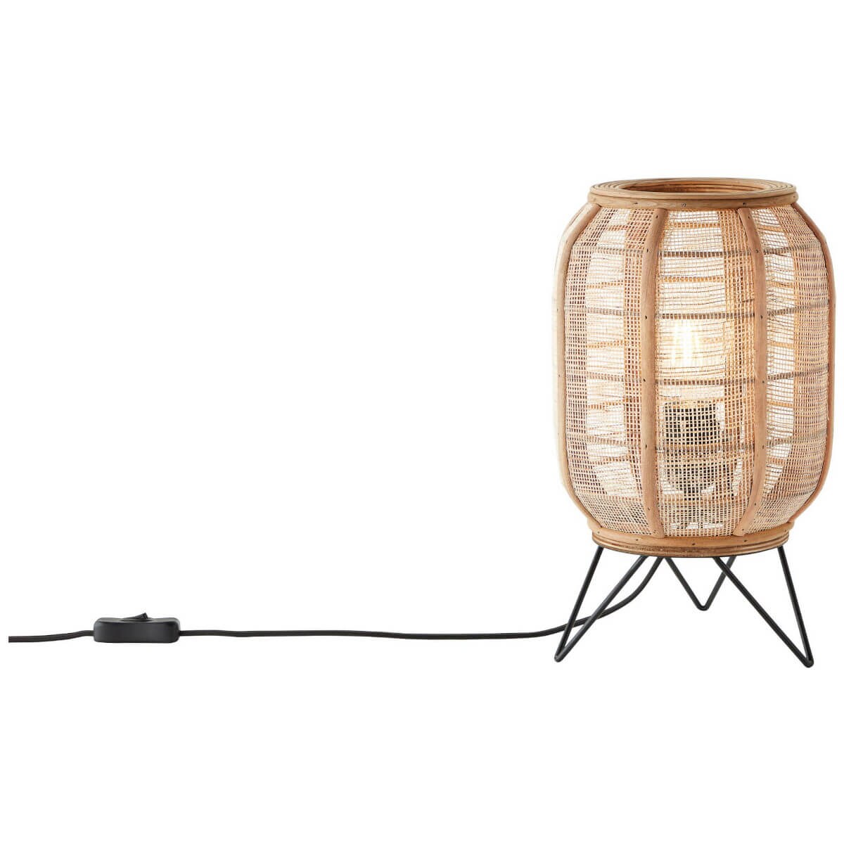 Stołowa lampka boho Tanah 93135/76 Brilliant tuba do salonu beżowy czarny