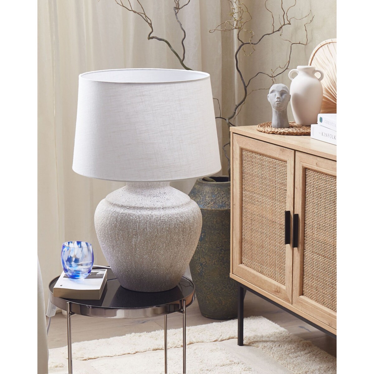 Lampa stołowa ceramiczna kremowa CAINE
