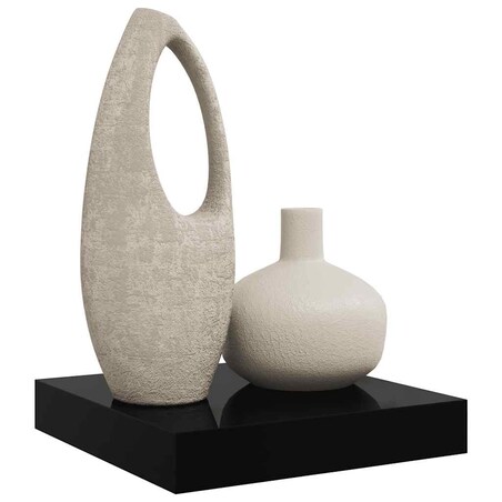 vidaXL Półka ścienna, czarna, wysoki połysk, 23x23,5x3,8 cm, MDF