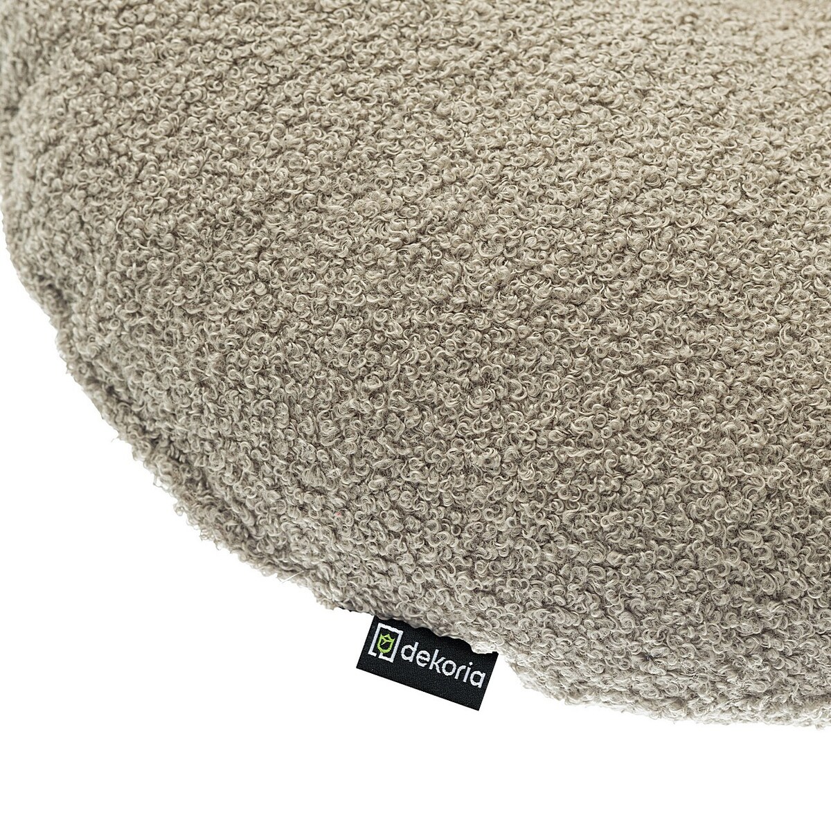 Poduszka okrągła z guzikiem, ciemno beżowa bukla, ⌀37 cm, Boucle Teddy