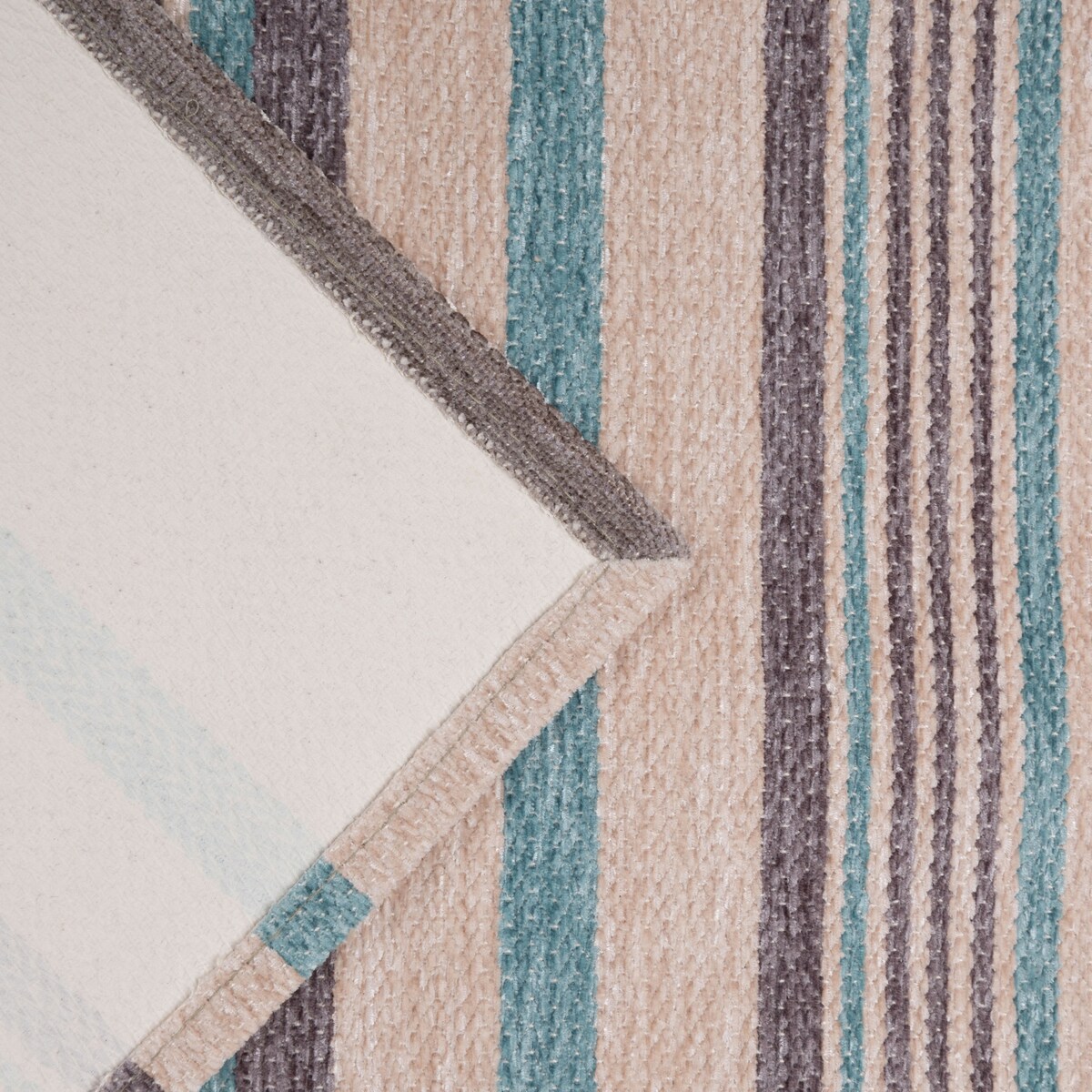 Dywan Laos Chenille 55x85 cm paski beżowo-turkusowe