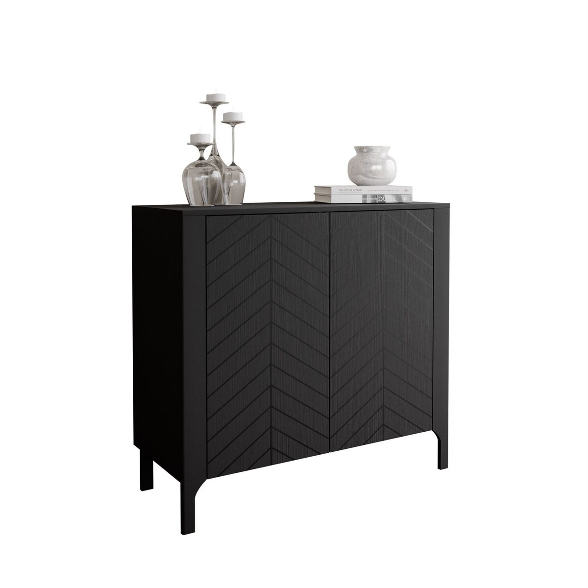 Dwudrzwiowa komoda LUMI 103 cm, czarna