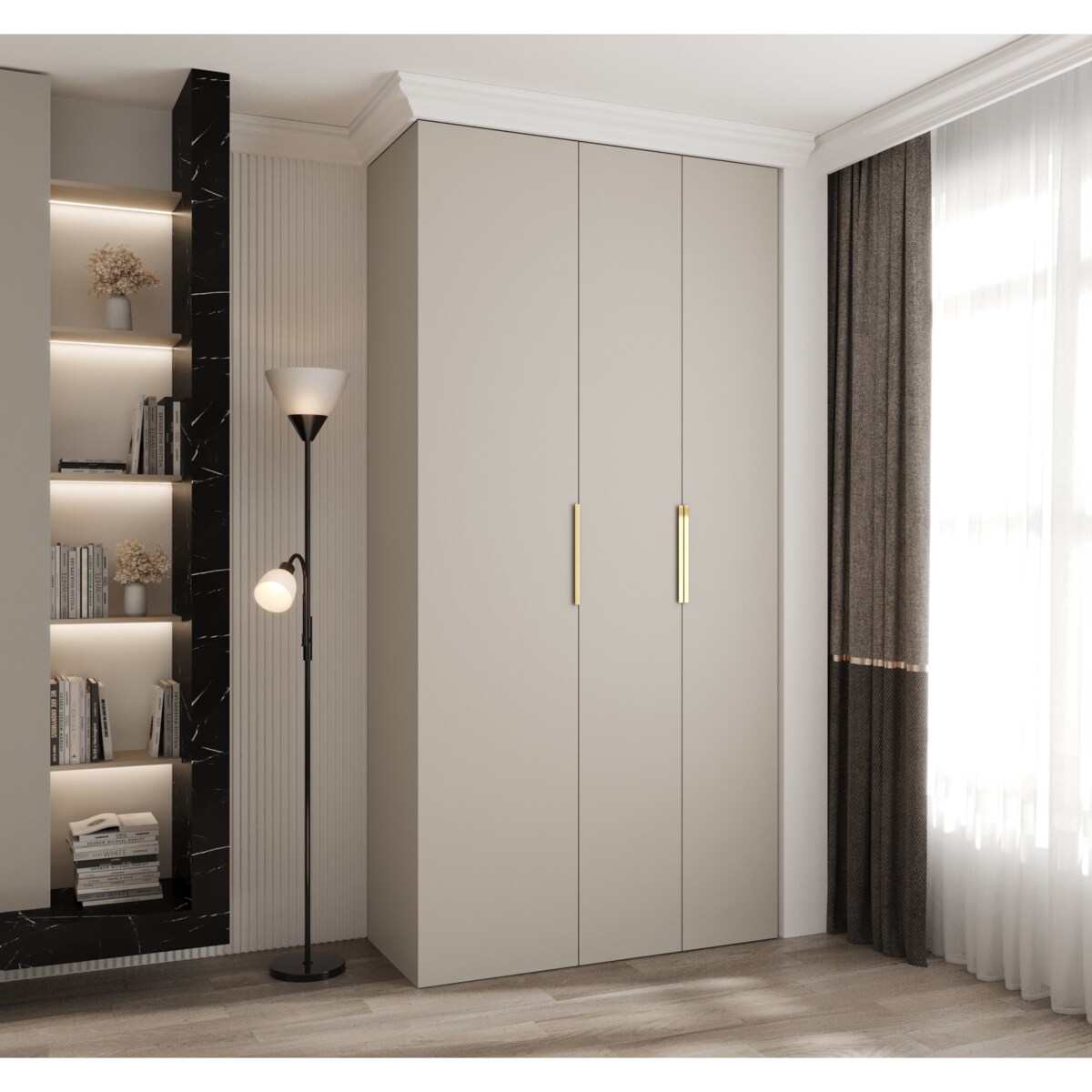 Szafa trzydrzwiowa Como 4 120 gł.50 kaszmir+złoty