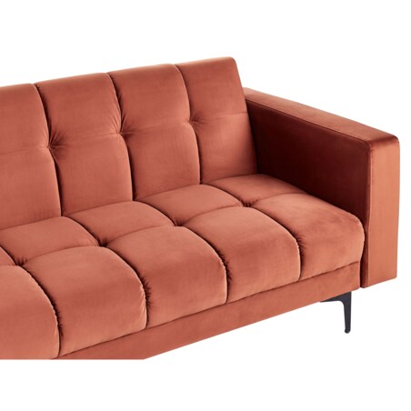 Sofa rozkładana welurowa czerwona ALNES