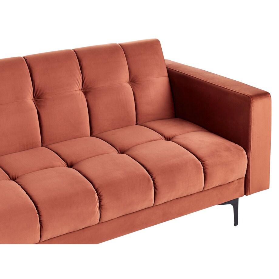 Sofa rozkładana welurowa czerwona ALNES