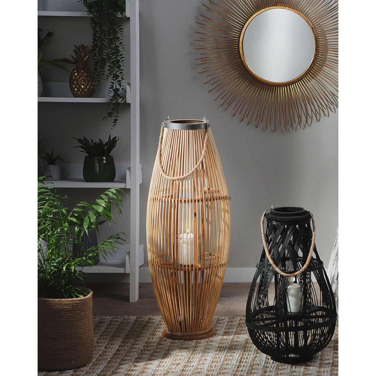 Lampion drewniany 84 cm naturalny TAHITI