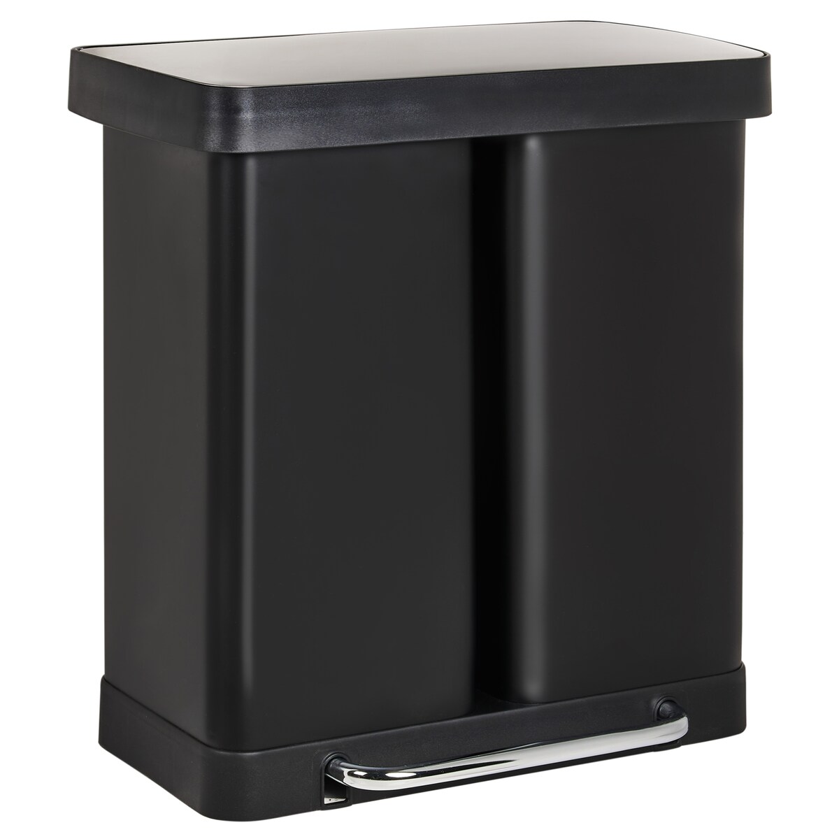 Kosz na śmieci z pedałem dwukomorowy 60 L ECOSORT Metal Czarny