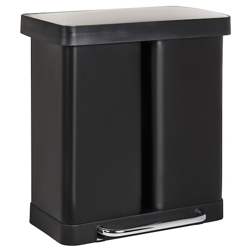 Kosz na śmieci z pedałem dwukomorowy 60 L ECOSORT Metal Czarny