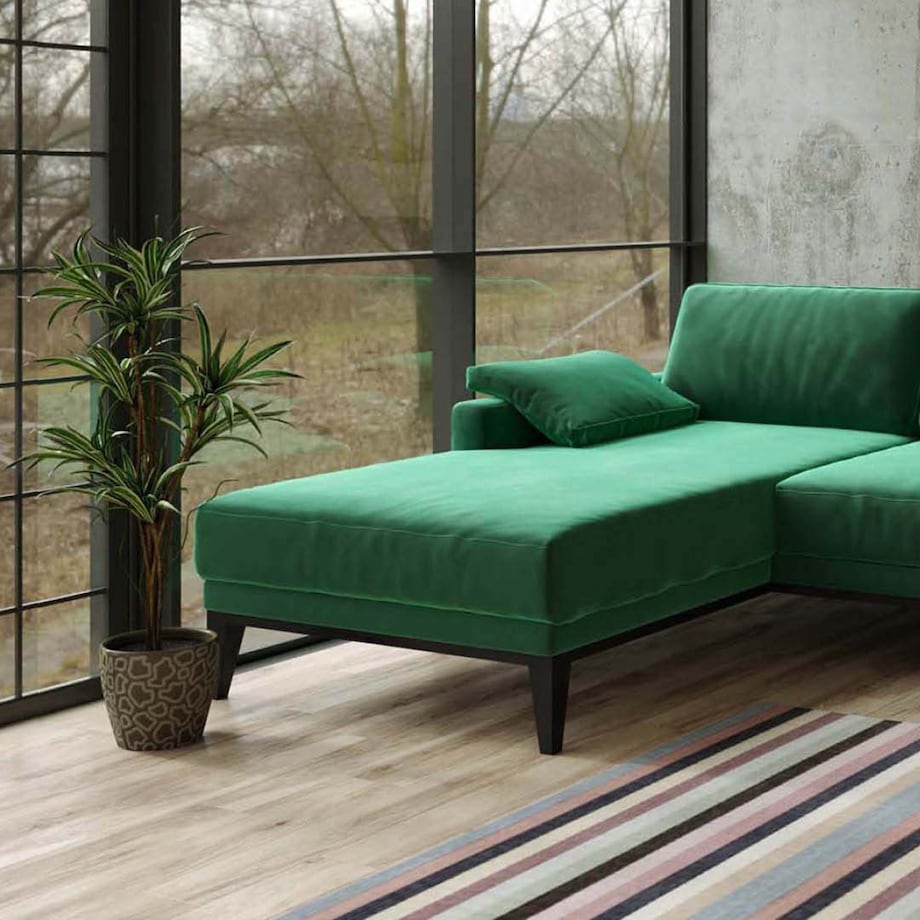 Sofa narożna Musso - ciemnozielona