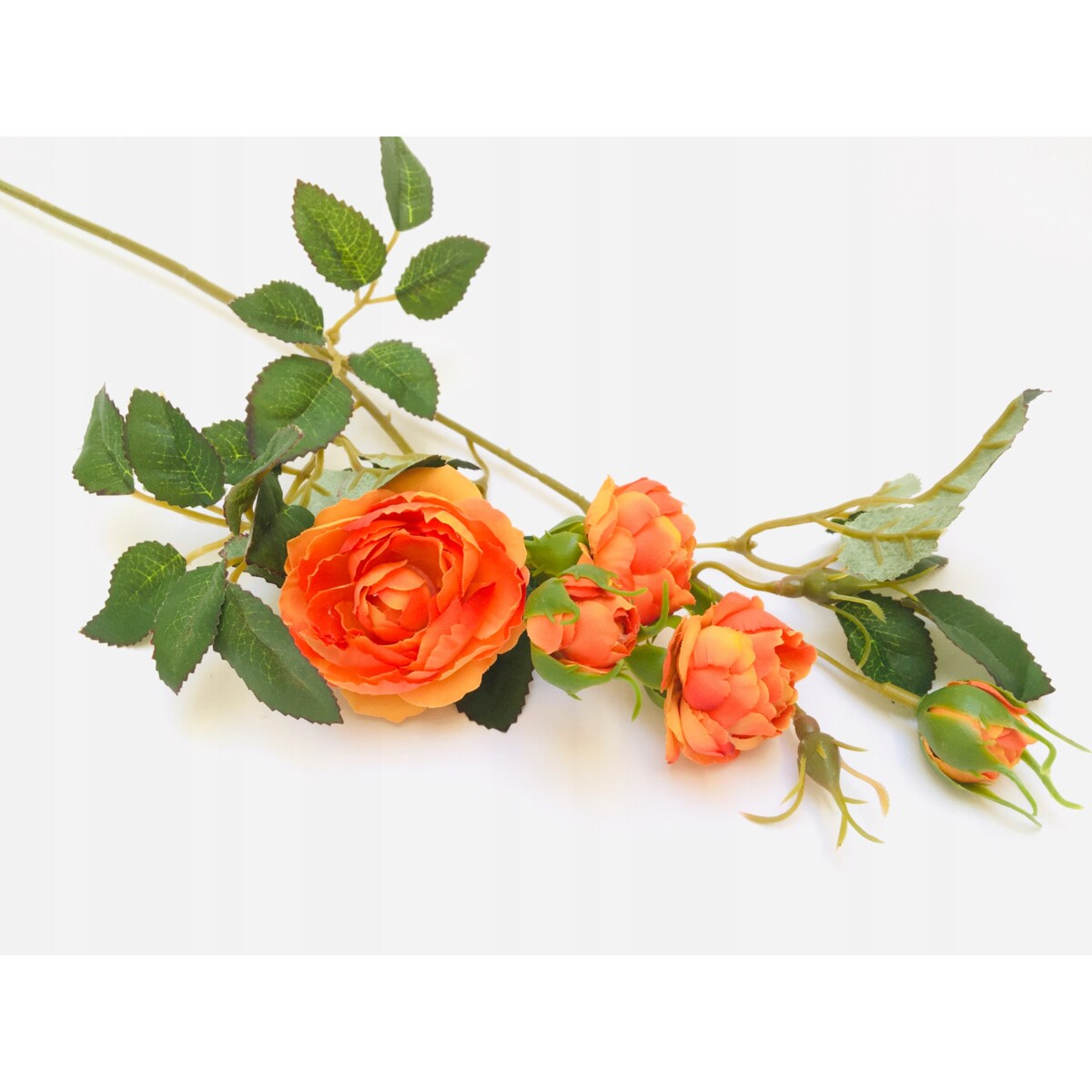 GAŁĄZKA RÓŻA pomarańczowa stroika bukietu sztuczna wiązanka pączki liście