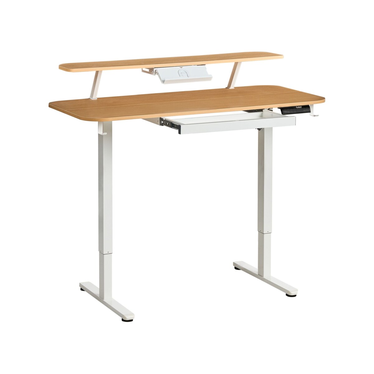 Biurko regulowane elektrycznie WILBANKS Jasny brąz/ biały 120 cm 60 cm Z portem USB