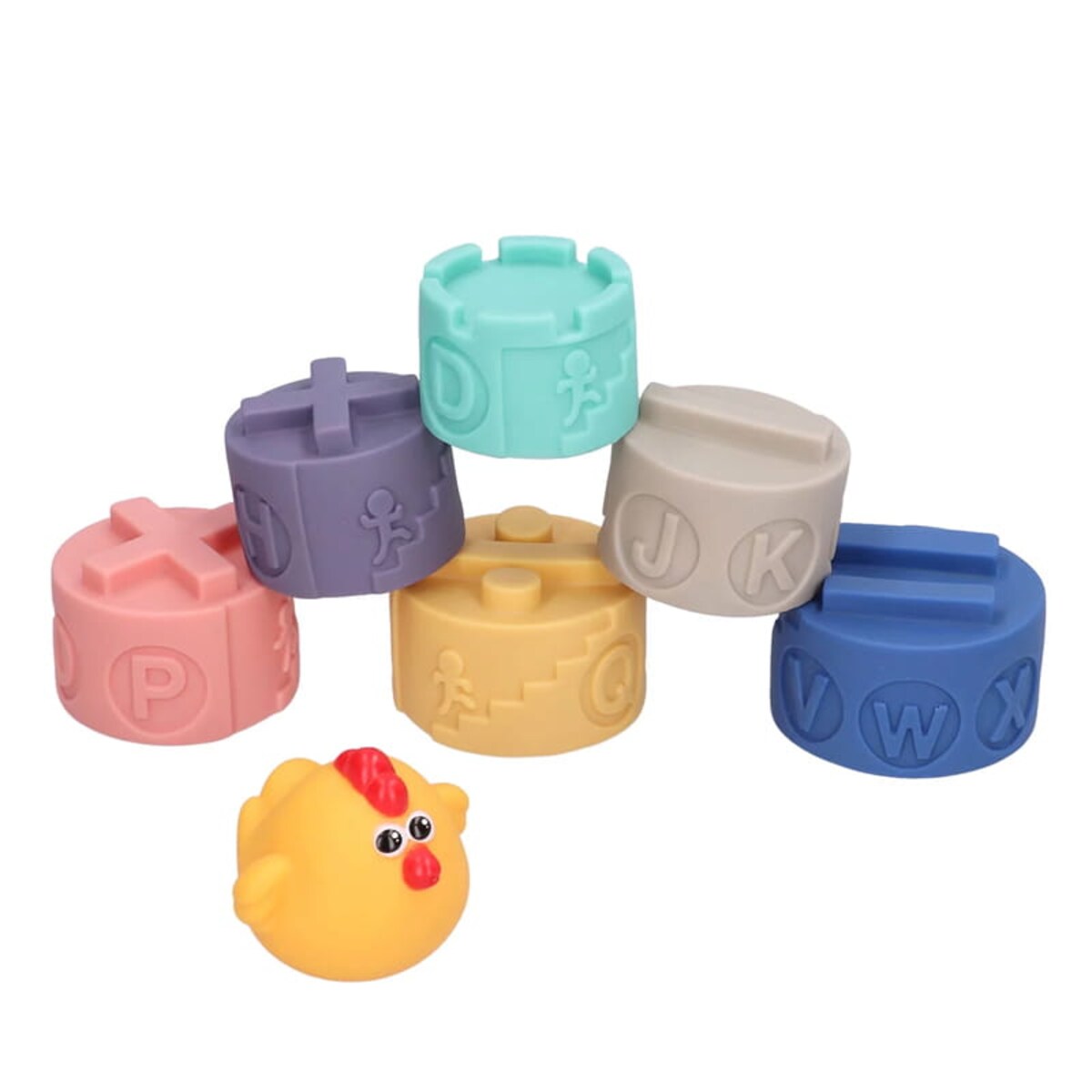 Wieża sensoryczna z kurką - miękkie klocki