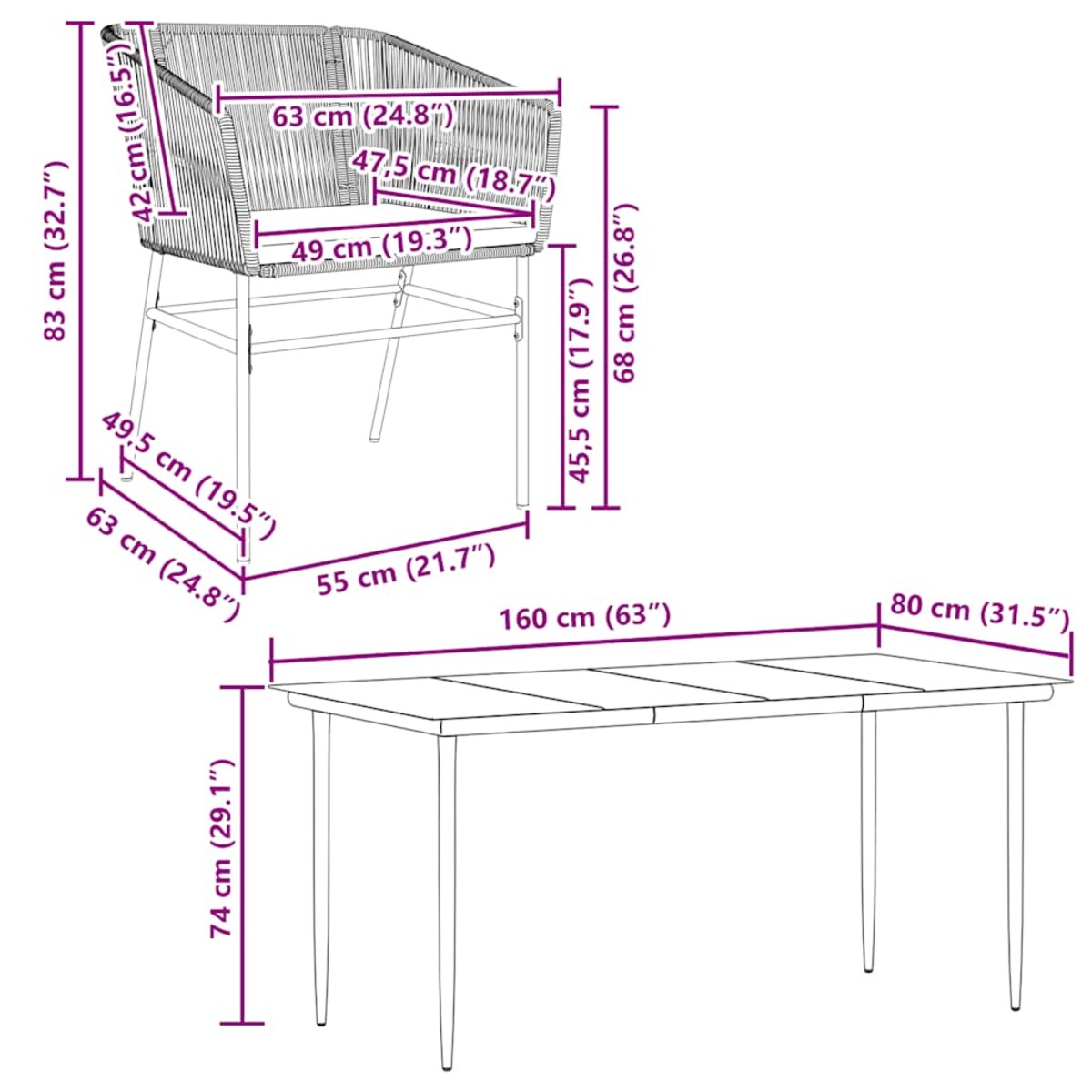 vidaXL 5-częściowy zestaw ogrodowy poduszkami brązowy polirattan szkło