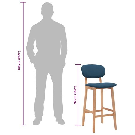 vidaXL Stołki barowe, 2 szt., niebieskie, tapicerowane tkaniną