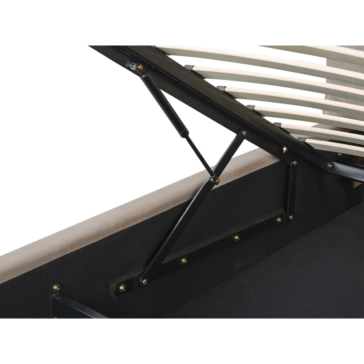 Łóżko z pojemnikiem welurowe 180 x 200 cm beżowe BAJONNA