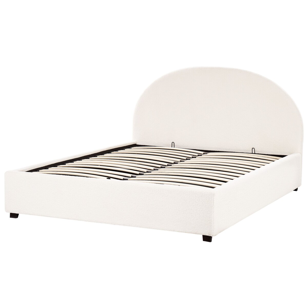 Łóżko z pojemnikiem boucle 160 x 200 cm złamana biel VAUCLUSE