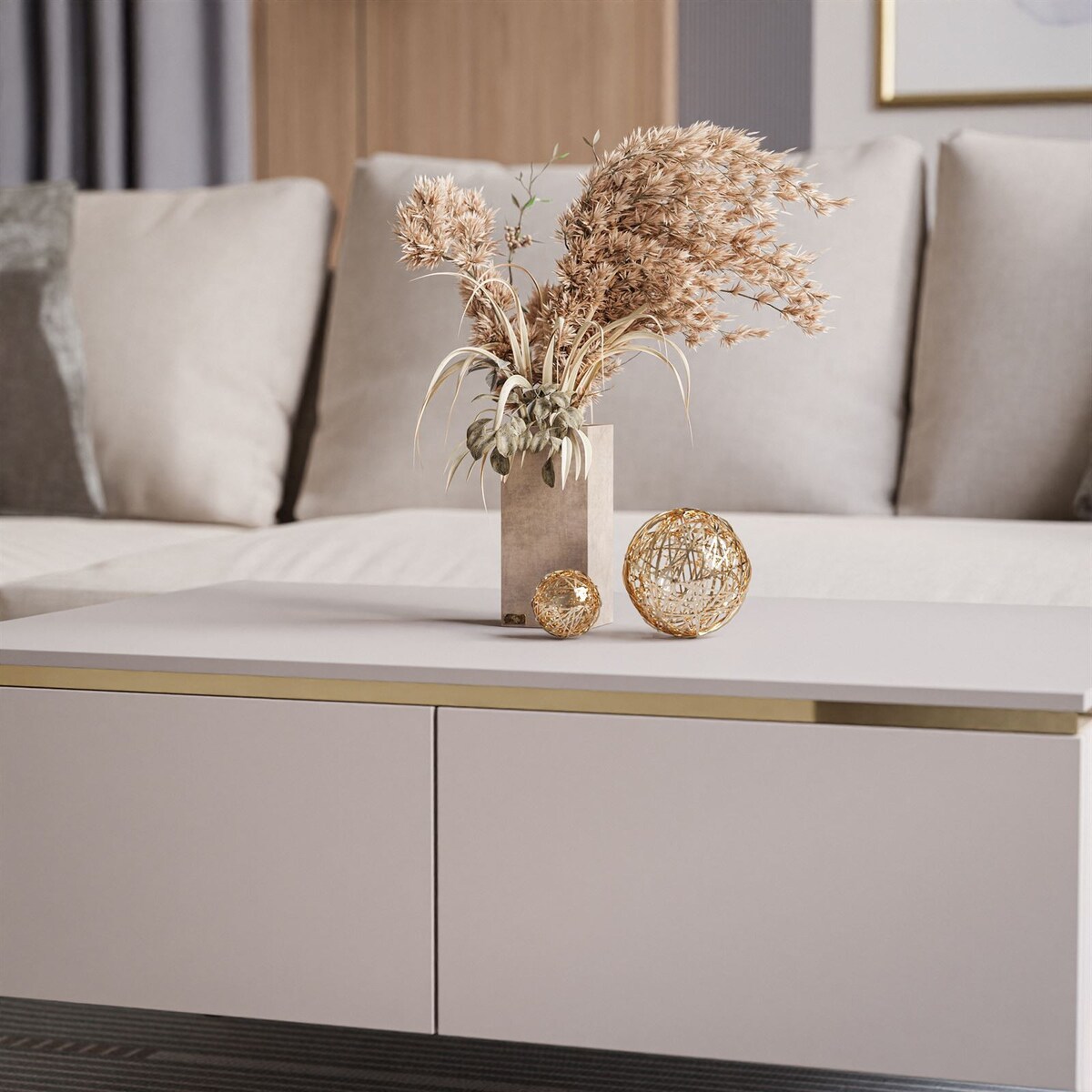 Ława AURORA KASZMIR ze schowkiem nogi skośne złote