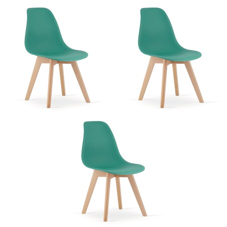 Krzesło do jadalni Kito Zielone, Nogi Naturalne 3 szt.