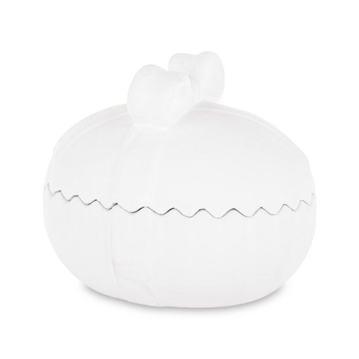 Dekoracja - jajko ceramiczne 13x16x12,5 cm otwierany szary pojemnik