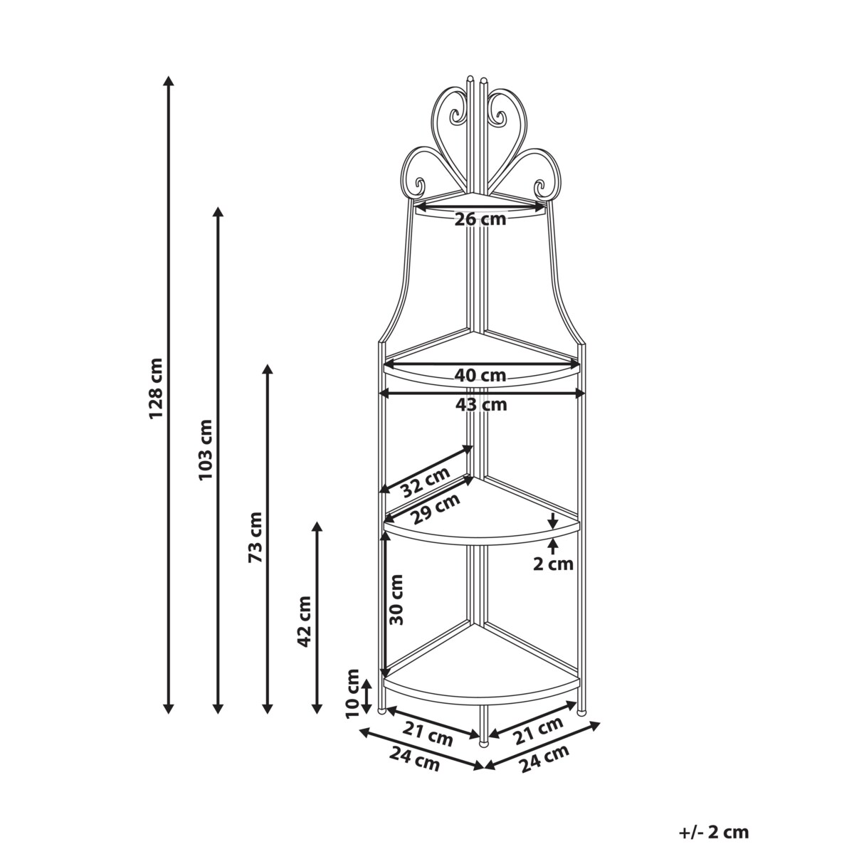 Regał z półkami FAVARA Metal 43 cm 32 cm Czarny