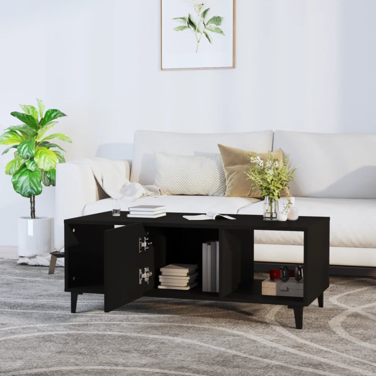 vidaXL Stolik kawowy, czarny, 102x50x40 cm, materiał drewnopochodny
