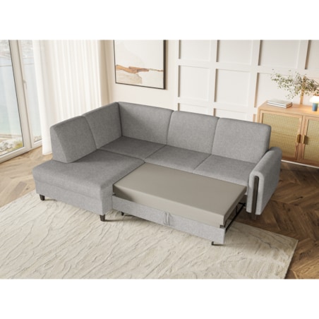 Rozkładany narożnik FLORA w tkannie bubble lewostronny- szary