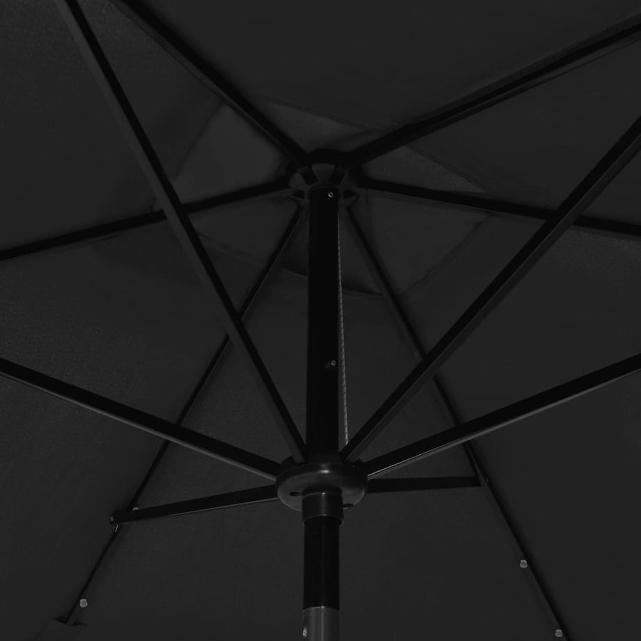 vidaXL Parasol ogrodowy z LED i stalowym słupkiem, czarny, 2x3 m