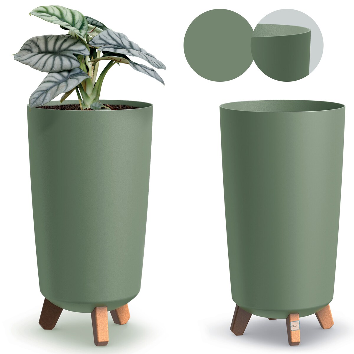 Donica Ogrodowa 23,9 Cm Na Nóżkach Wysoka Doniczka Dekoracyjna Zielona