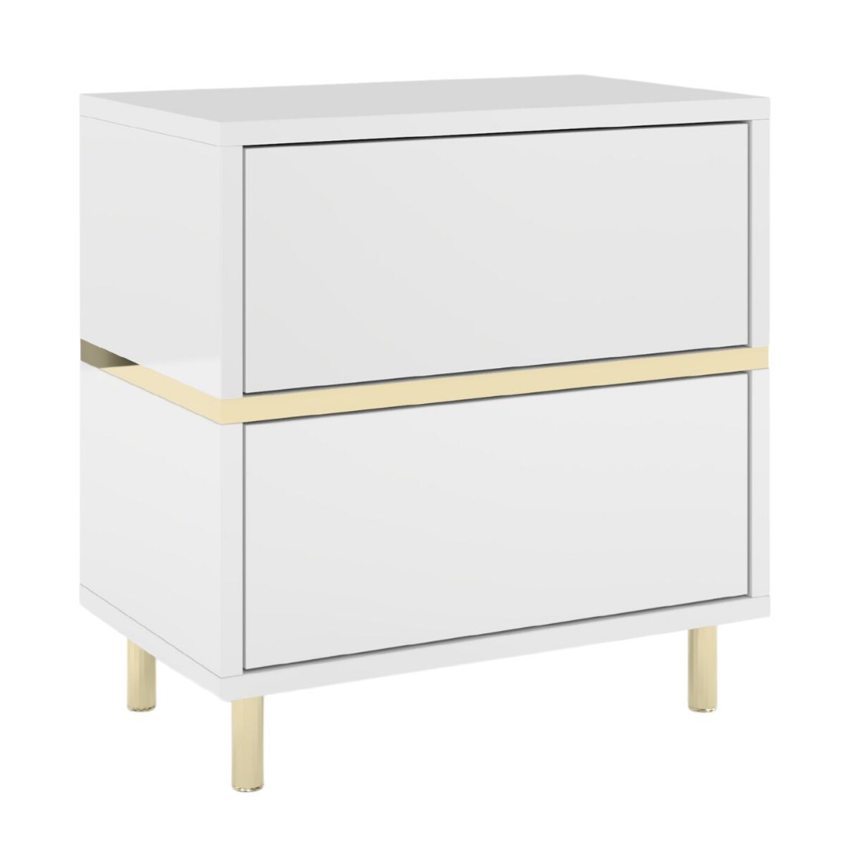 Elegancka biała szafka nocna Dancan MARIKA ze złotymi dodatkami