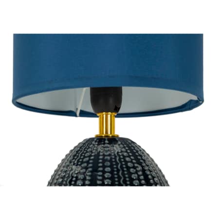 Lampa stołowa Flavi, kolor niebieski, ceramika, żelazo i tkanina, 15 x 15 x 30,5 cm, 1 x E14, do salonu i sypialni, Mauro Ferretti