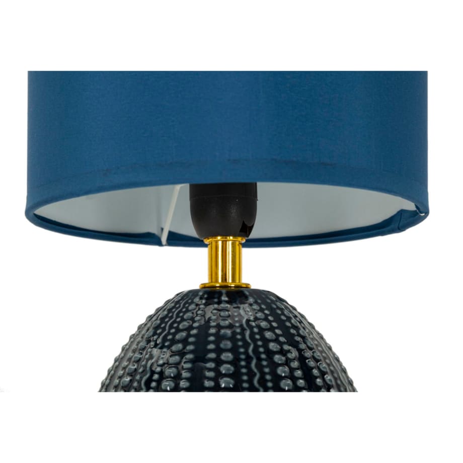 Lampa stołowa Flavi, kolor niebieski, ceramika, żelazo i tkanina, 15 x 15 x 30,5 cm, 1 x E14, do salonu i sypialni, Mauro Ferretti