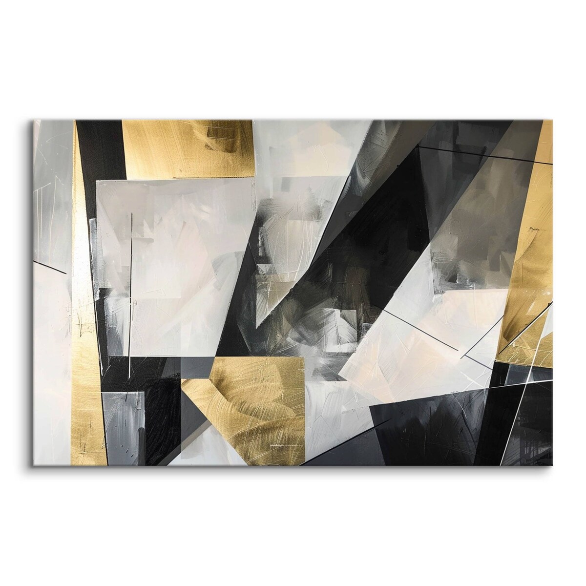 Obraz Ścienny Do Salonu Abstrakcja Wzory Geometryczne Złoto Beton 70x50cm