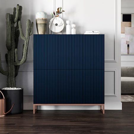 Komoda RTV Glamour Szafka RTV Granatowy MAT Ryflowane Fronty 112 cm