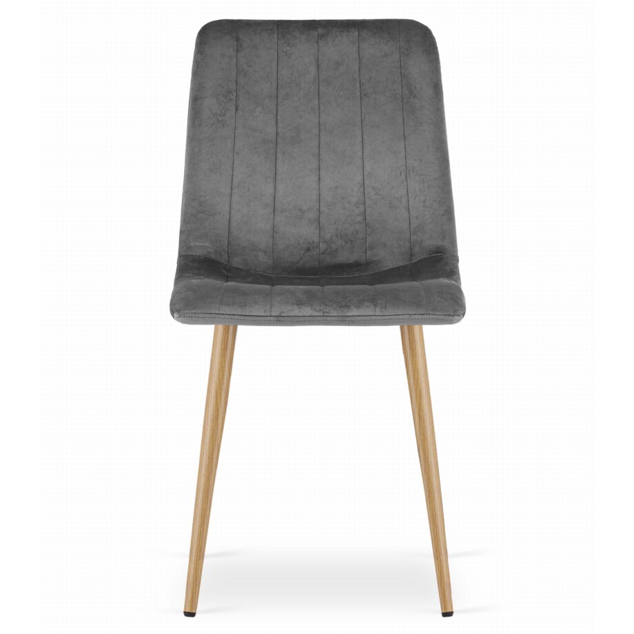 Krzesło Do Jadalni Kuchni Salonu Lava - Ciemny Szary Aksamit / Nogi Kolor Drewna X 3