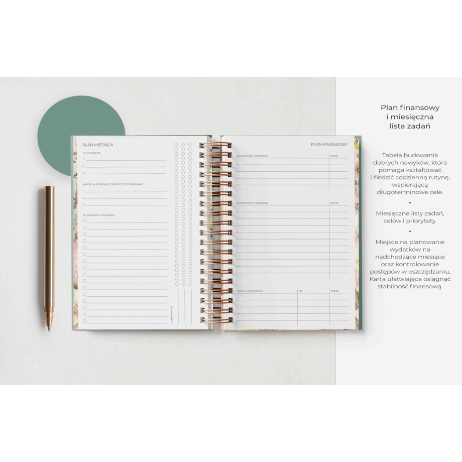 Planner dzienny na spirali 2025 – Hierba Fresca