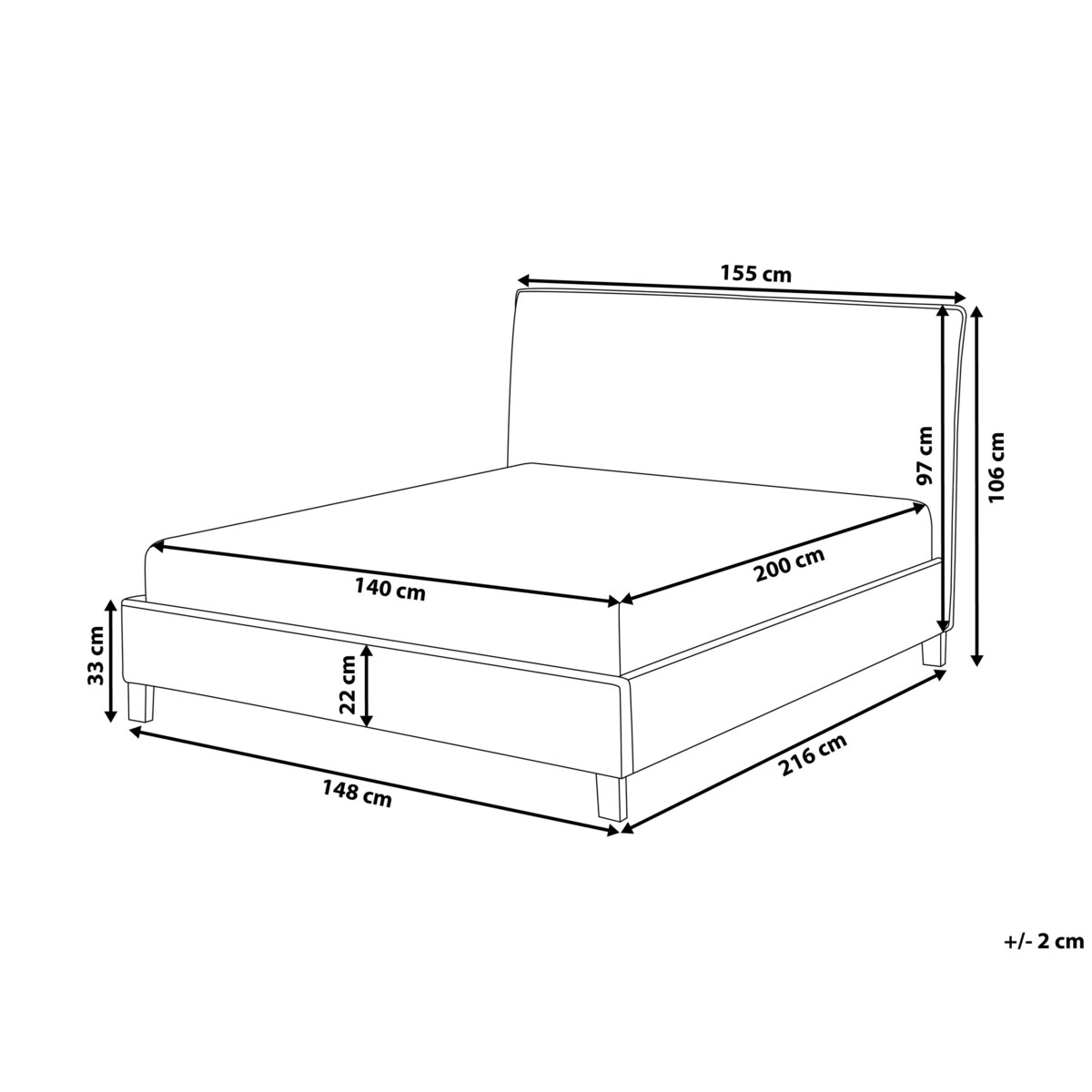 Łóżko tapicerowane 140 x 200 cm beżowe SENNEZ
