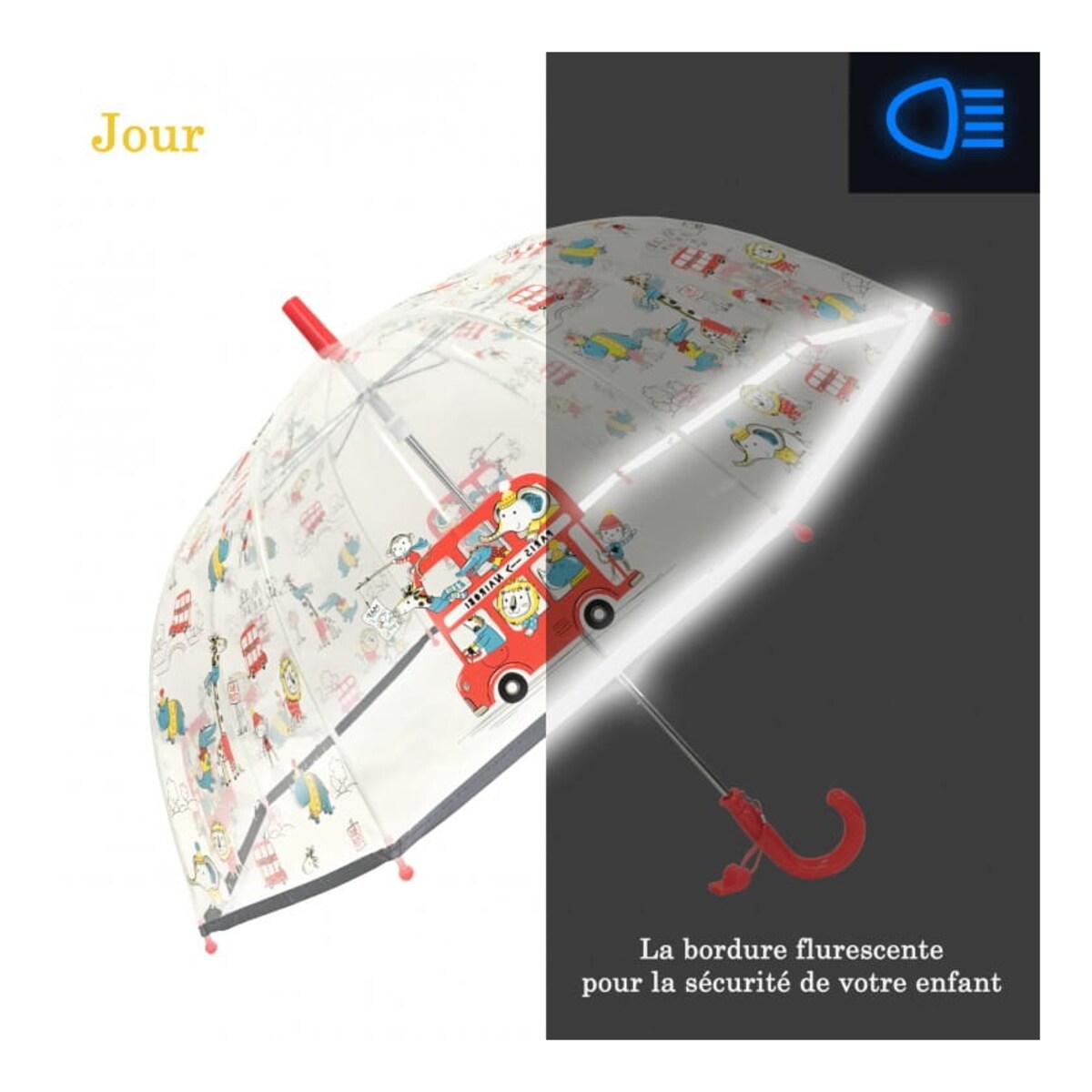 Dziecięcy parasol przezroczysty z gwizdkiem, Voyage