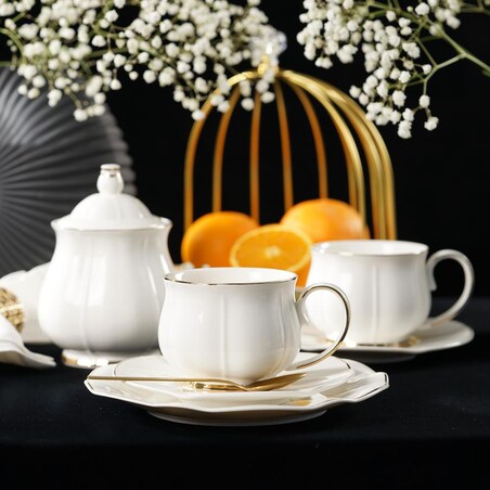 VILLA ITALIA Filiżanka porcelanowa 200 ml ze spodkiem SANDRINE