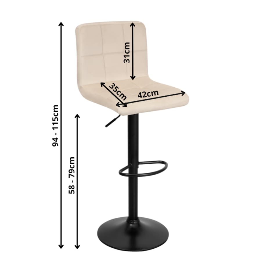 Hoker krzesło barowe tapicerowane regulowane obrotowe beż