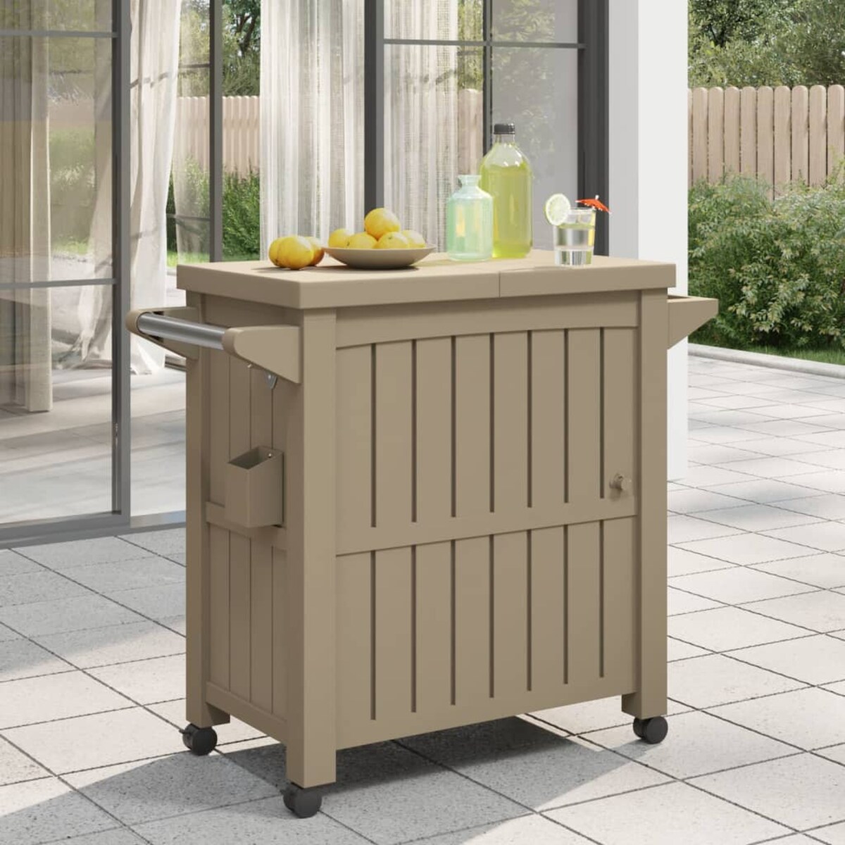 vidaXL Wózek kelnerski 3-w-1, jasnobrązowy, polipropylen