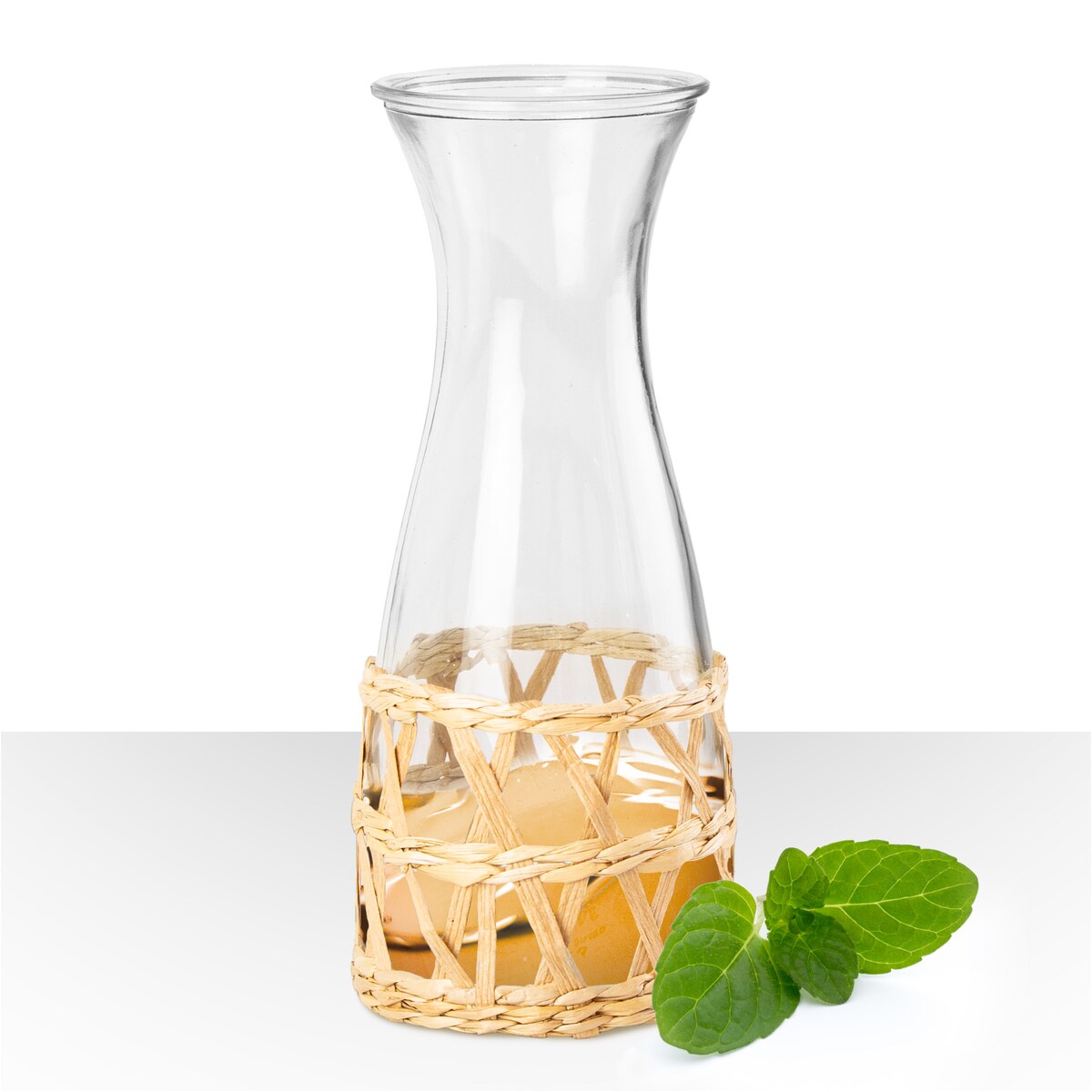 Karafka Szklana Do Wody Napojów Soków 1.2 L Z Ozdobnym Koszyczkiem