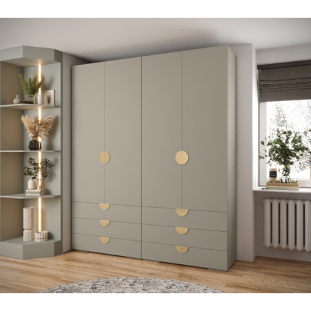 Garderoba wysoka do przedpokoju INOVA 4 Z16 kaszmir+złoty