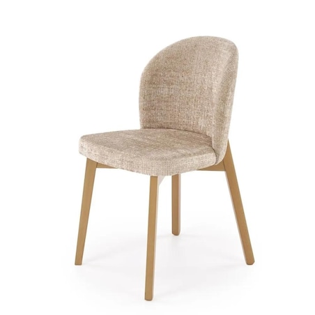Krzesło tapicerowane BASSO beżowe/dąb naturalny