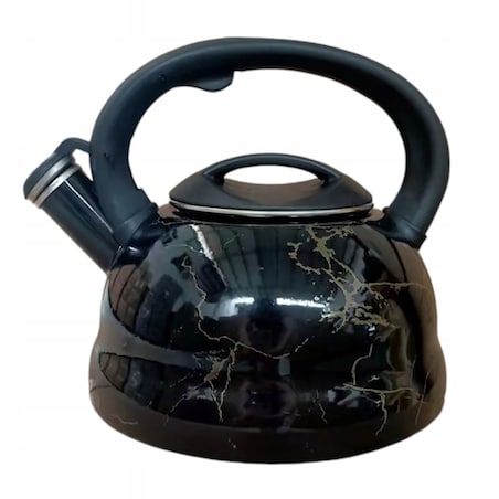 Czajnik Emaliowany Retro Czarny 3.3L Z Gwizdkiem Gaz Indukcja