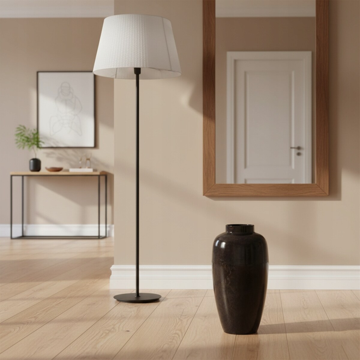 WAZON PODŁOGOWY DUŻY 40cm WYSOKI METALOWY LOFT SREBRNY POŁYSK DO SALONU